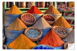 Muursticker Oriental spices on the bazaar in Marrakech