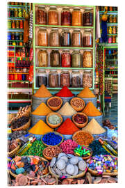 Akrylglastavla  Kryddor på en basar i Marrakech - HADYPHOTO