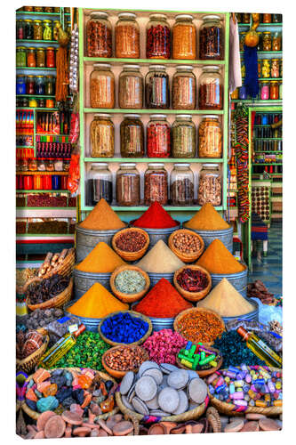 Canvas print Spices on a bazaar in Marrakech