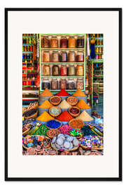 Gerahmter Kunstdruck Gewürze auf einem Bazar in Marrakesch