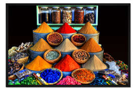 Gerahmter Kunstdruck Orientalische Gewürze in Marrakesch