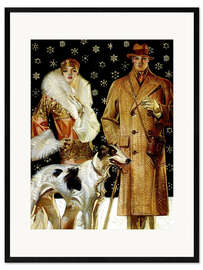 Framed art print Couple with Greyhound