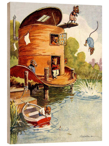Cuadro de madera Vacaciones con los ratones