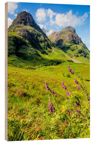 Wood print Scotish Mountains