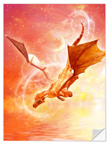 Selvklebende plakat Dragon Flight