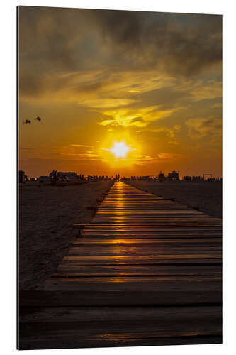 Tableau en plexi-alu Evening sun in St Peter Ording on the North Sea