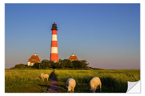 Selvklebende plakat Lighthouse at Westerhever