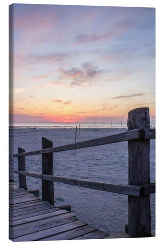 Canvas-taulu Jetty into the sea from St Peter Ording