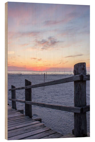 Quadro de madeira Jetty into the sea from St Peter Ording