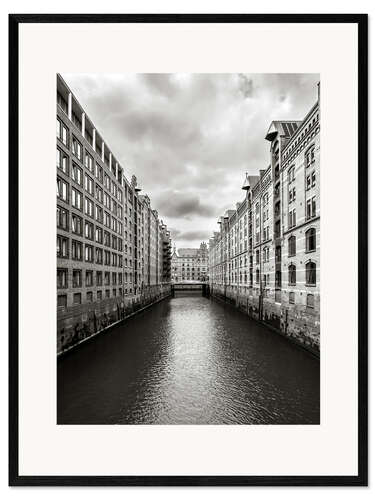 Plakat artystyczny premium w ramie Speicherstadt, Hamburg