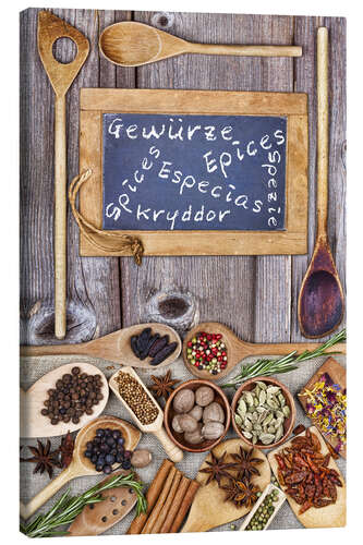 Canvas print Spices in different languages