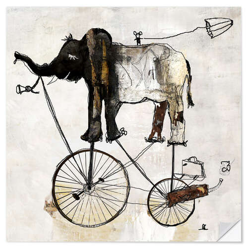 Sticker mural Éléphant à vélo