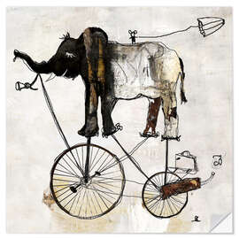 Sticker mural Éléphant à vélo