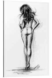 Aluminium print Nude female sketch