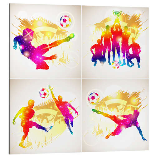 Aluminium print Soccer Player in four parts