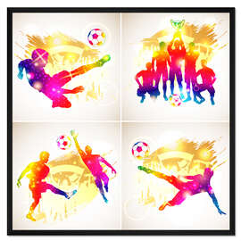 Gerahmter Kunstdruck Fußballspieler in vier Teilen