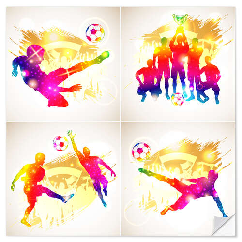 Wall sticker Soccer Player in four parts