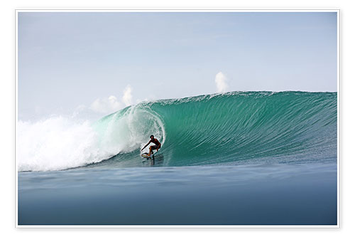 Poster Surfer im Paradies - Surfen großen grünen Welle