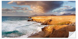 Selvklebende plakat Coast at sunset, Fuerteventura