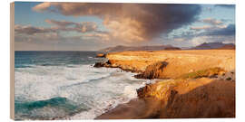 Holzbild Küste bei Sonnenuntergang, Fuerteventura