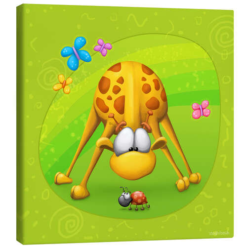 Canvas-taulu Baby giraffe with bug