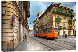 Tableau sur toile Tramway à Milan