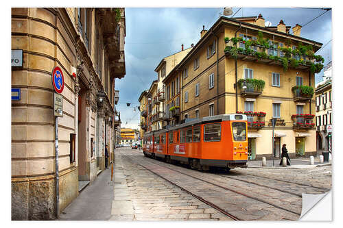 Selvklebende plakat Tram in Milan