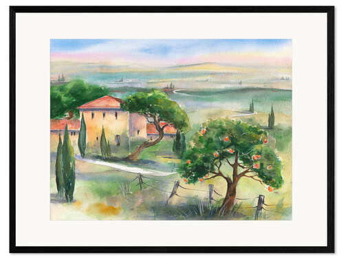 Framed art print Tuscany with orange tree