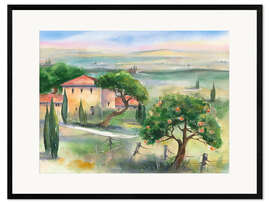 Kehystetty taidepainatus Tuscany with orange tree