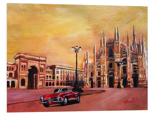 Bilde på skumplate Milan Cathedral with Oldtimer Convertible Alfa Romeo