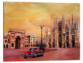 Magnettafel Mailänder Dom mit Oldtimer Cabrio Alfa Romeo