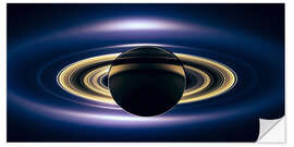 Selvklæbende plakat Saturn Eclipse (seen by Cassini spacecraft)