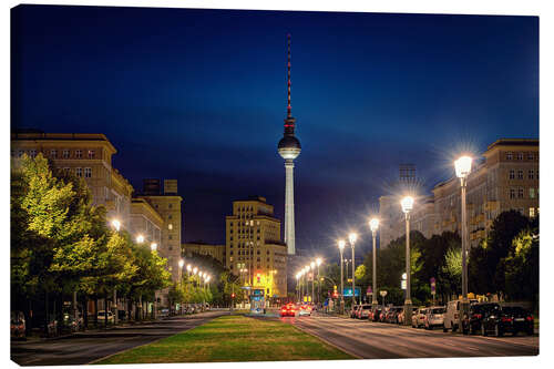 Leinwandbild Karl Marx Allee am Abend