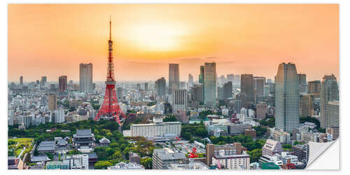 Naklejka na ścianę Tokyo skyline at sunset