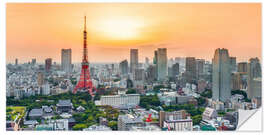 Selvklebende plakat Tokyo skyline at sunset