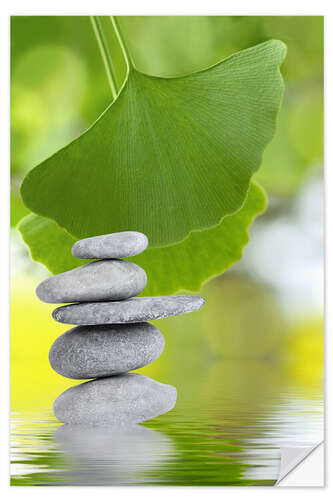Wandsticker Wellness, Gingko und Steine
