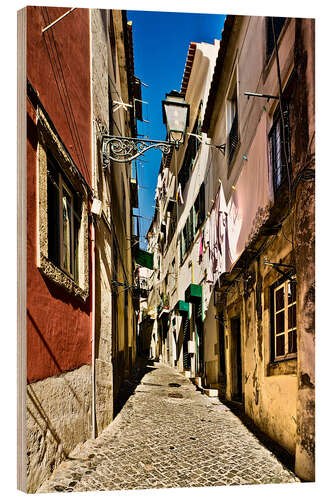 Wood print Street in Lisbon