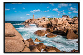 Gerahmter Kunstdruck Atlantikküste in der Bretagne bei Ploumanac'h