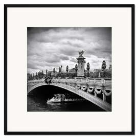 Gerahmter Kunstdruck Pont Alexandre III PARIS mit Schiff