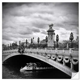 Selvklebende plakat Pont Alexandre III PARIS mit Schiff