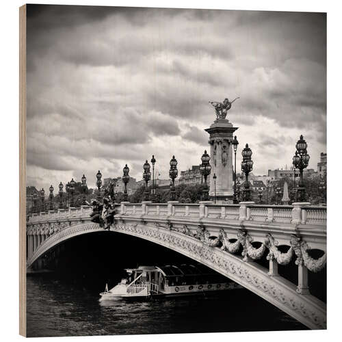 Wood print Pont Alexandre III PARIS mit Schiff