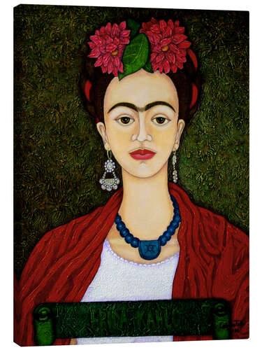 Canvas-taulu Frida Kahlo portrait with dahlias