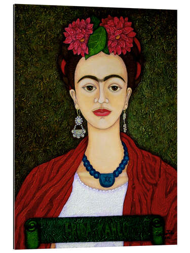 Gallery print Frida Kahlo portrait with dahlias