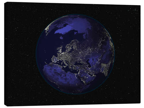 Stampa su tela Earth at night - Europe