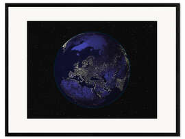 Ingelijste kunstdruk Earth at night - Europe