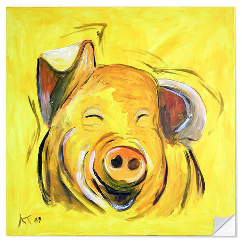 Sticker mural Cochon jaune