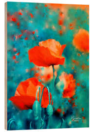 Quadro de madeira Poppies