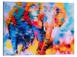 Tableau en aluminium Éléphant multicolore