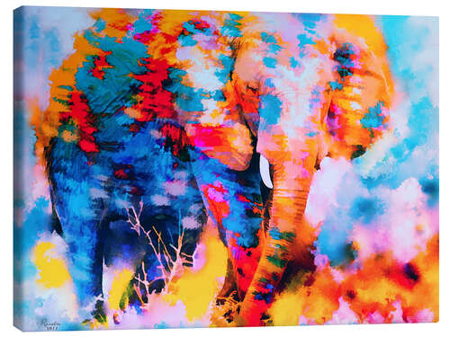 Canvas print elephant impression