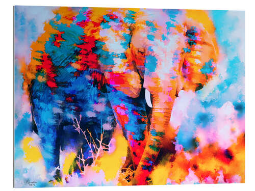 Tableau en plexi-alu Éléphant multicolore